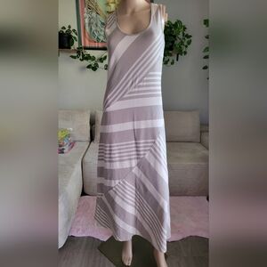 Final✅️ Stretchy Striped Beige Sleeveless Dress